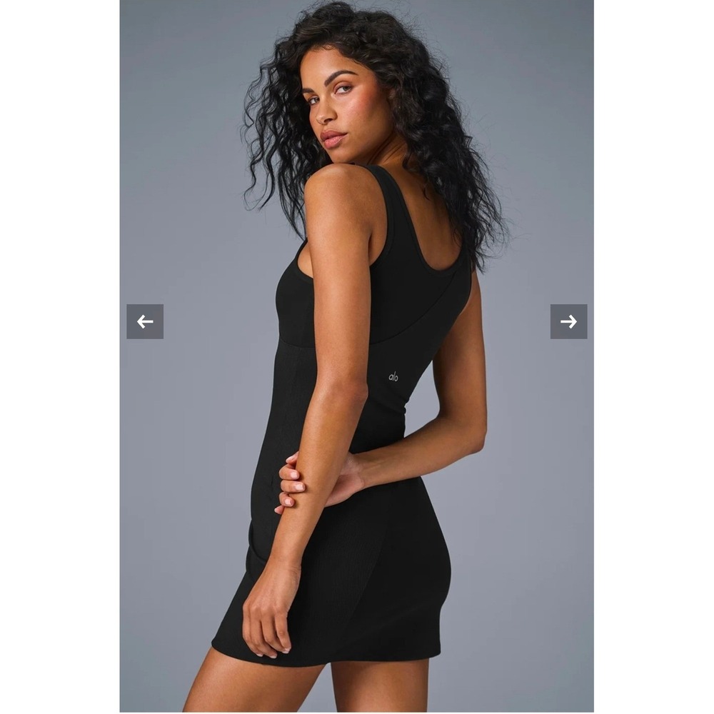 Alo Yoga Ribbed Tank Dress Black Mini Bodycon Streetfashion Indiesleaze Y2kK